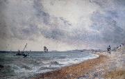 John Constable Hove Beach,withfishing boats Spain oil painting artist